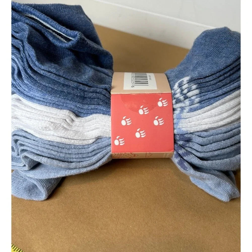 Pawz by Bearpaw Women Blue White Quarter Socks 10 Pair Pack Shoe Size 5-10 NEW